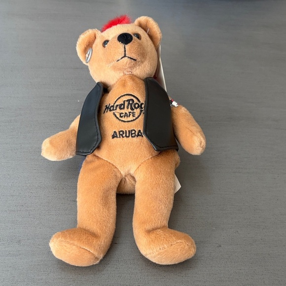 Hard Rock Cafe Aruba Plush Bear - Tan with Black Vest - Picture 1 of 3